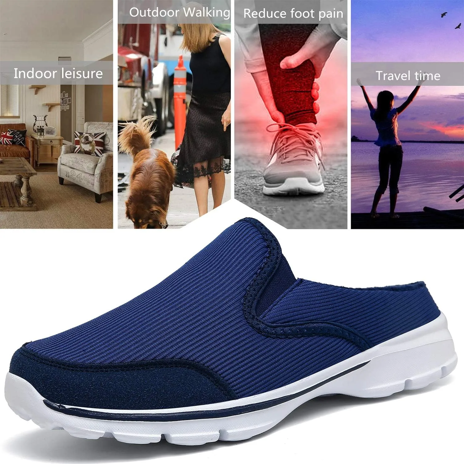 INMINPIN Unisex Slippers Casual Clog House Shoes Comfort Slip-On Walking Mules with Indoor Outdoor Anti-Skid Sole for Men and Women