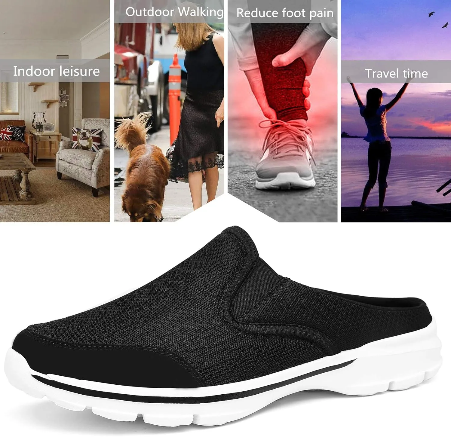 INMINPIN Unisex Slippers Casual Clog House Shoes Comfort Slip-On Walking Mules with Indoor Outdoor Anti-Skid Sole for Men and Women