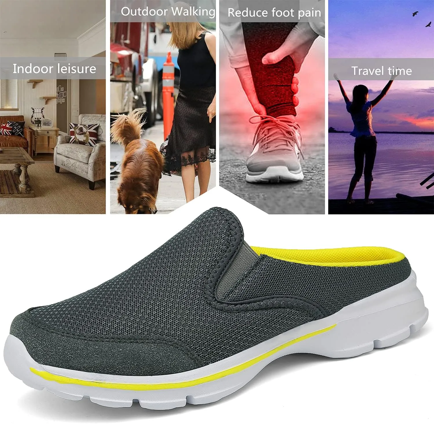 INMINPIN Unisex Slippers Casual Clog House Shoes Comfort Slip-On Walking Mules with Indoor Outdoor Anti-Skid Sole for Men and Women