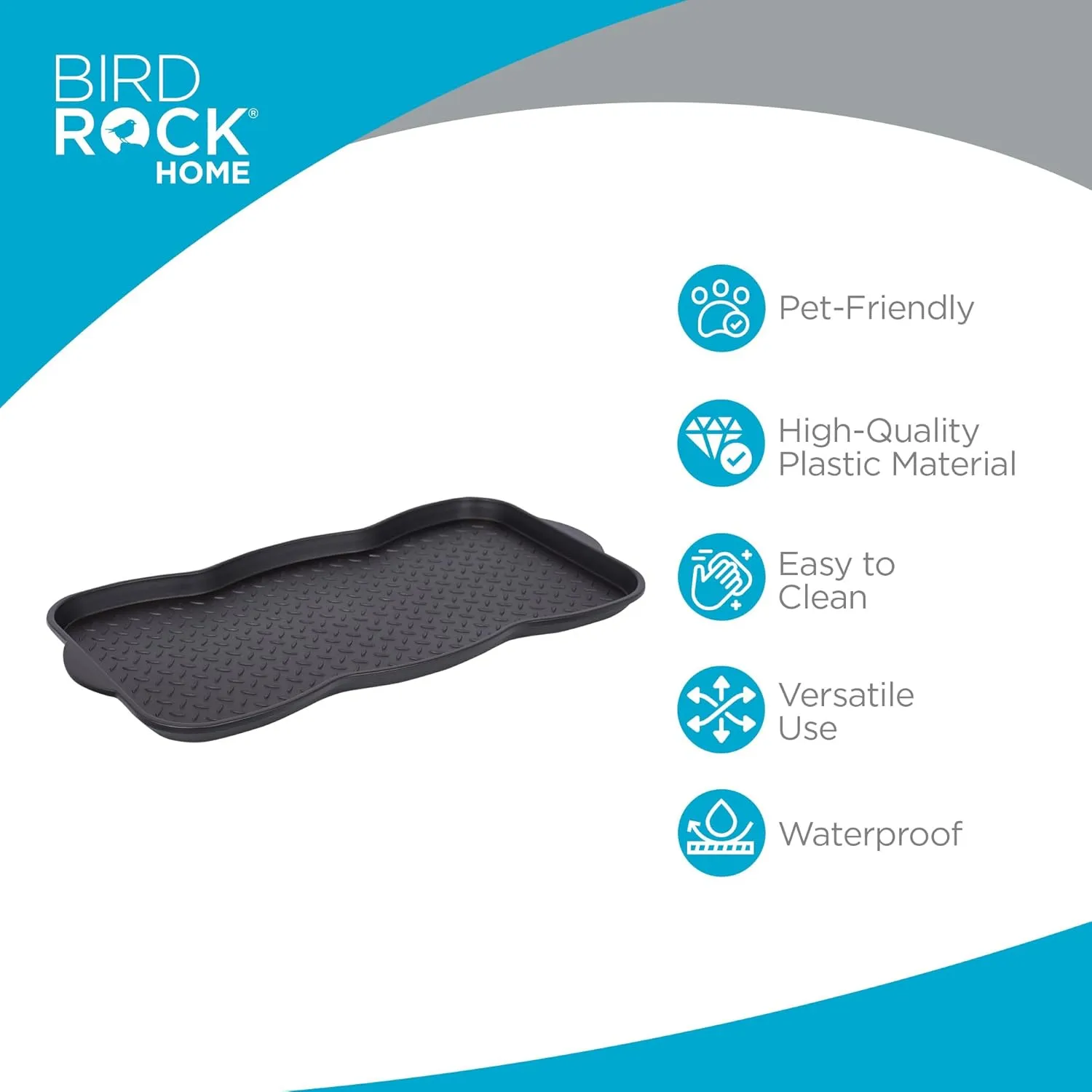 INTERNET'S BEST Waterproof Multi-Purpose Plastic Shoe Tray Boot Mat for Entryway, Dorm Room, Indoor Outdoor, Large Mud Pan, Utility Mat, Weather Resistant Floor Tray, 2 Pack - 30x15 - Midnight Black