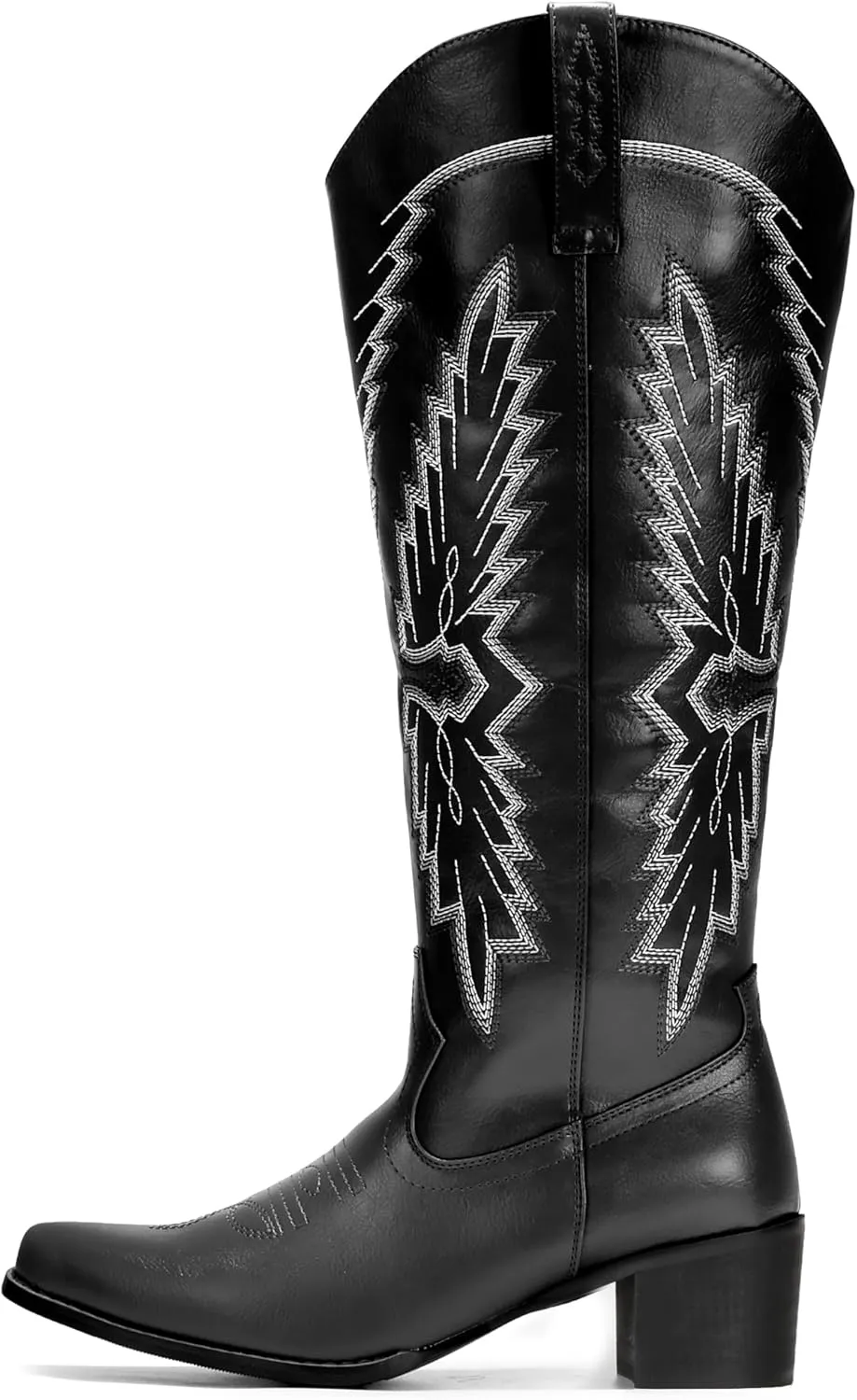 IUV Cowboy Boots for Women Knee High Western Pointy Toe Chunky Heel Zipper Cowgirl Boots for Country Concert
