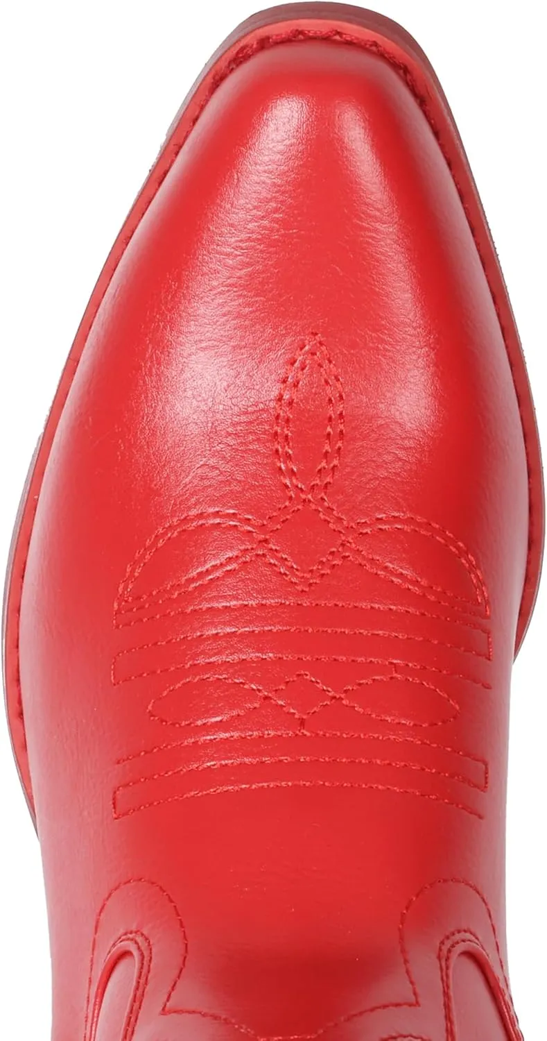IUV Cowboy Boots for Women Knee High Western Pointy Toe Chunky Heel Zipper Cowgirl Boots for Country Concert
