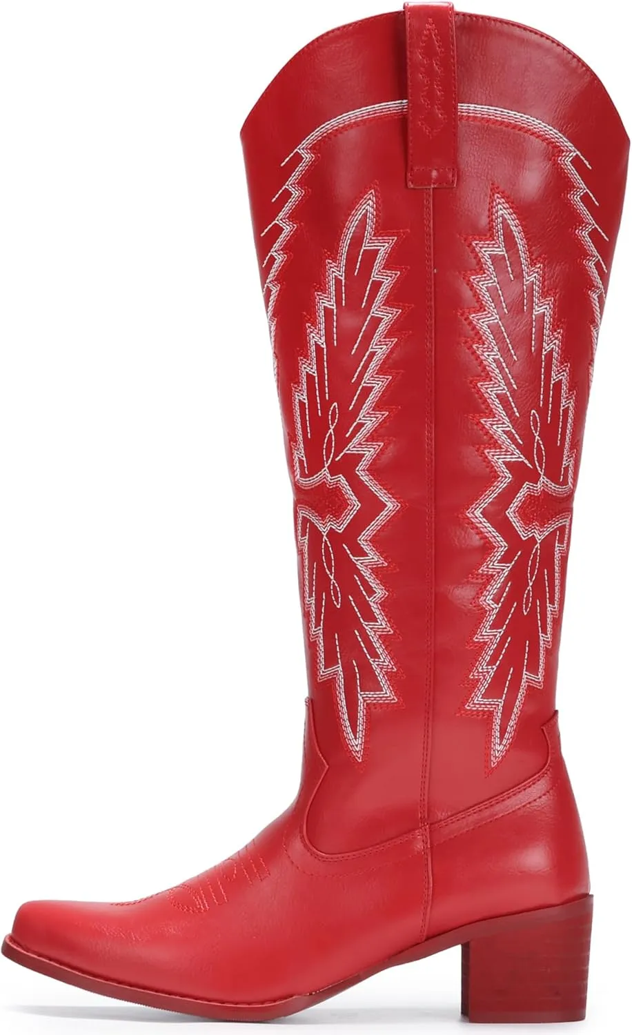 IUV Cowboy Boots for Women Knee High Western Pointy Toe Chunky Heel Zipper Cowgirl Boots for Country Concert