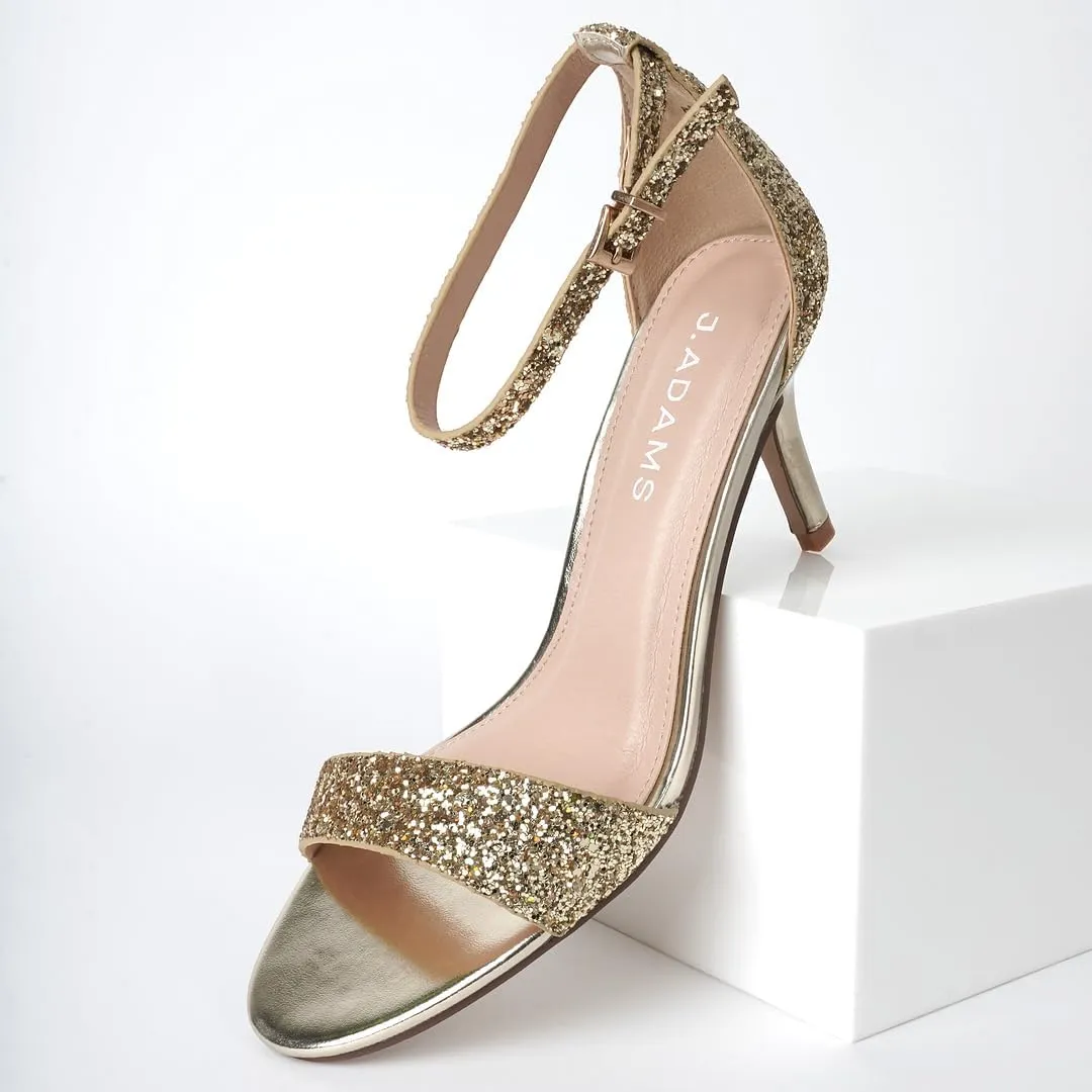 J. Adams Dove Ankle Strap Womens Stiletto For Women Sexy - Open Toe Strappy Heels, Wedding Shoes For Bride, Summer Heels and Bridal Shoes