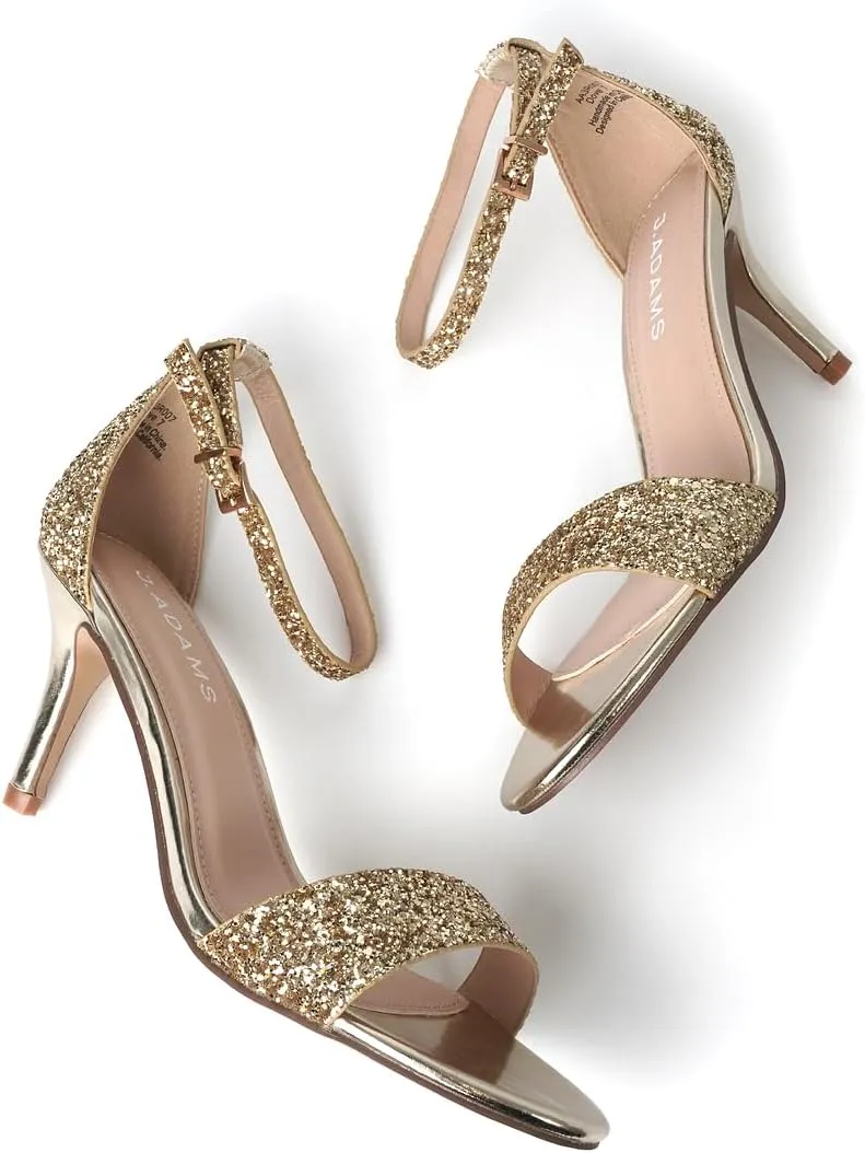 J. Adams Dove Ankle Strap Womens Stiletto For Women Sexy - Open Toe Strappy Heels, Wedding Shoes For Bride, Summer Heels and Bridal Shoes