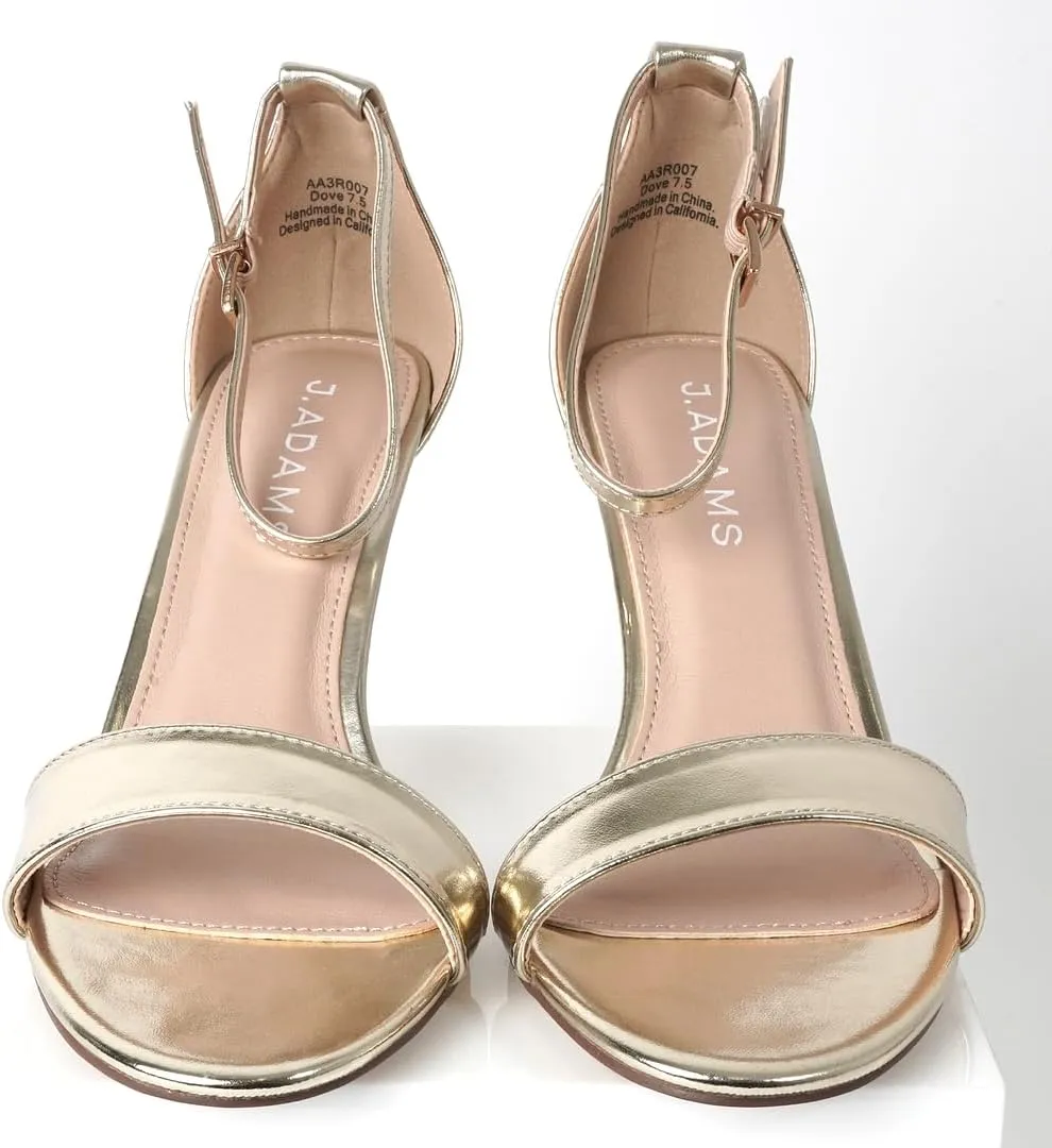 J. Adams Dove Ankle Strap Womens Stiletto For Women Sexy - Open Toe Strappy Heels, Wedding Shoes For Bride, Summer Heels and Bridal Shoes