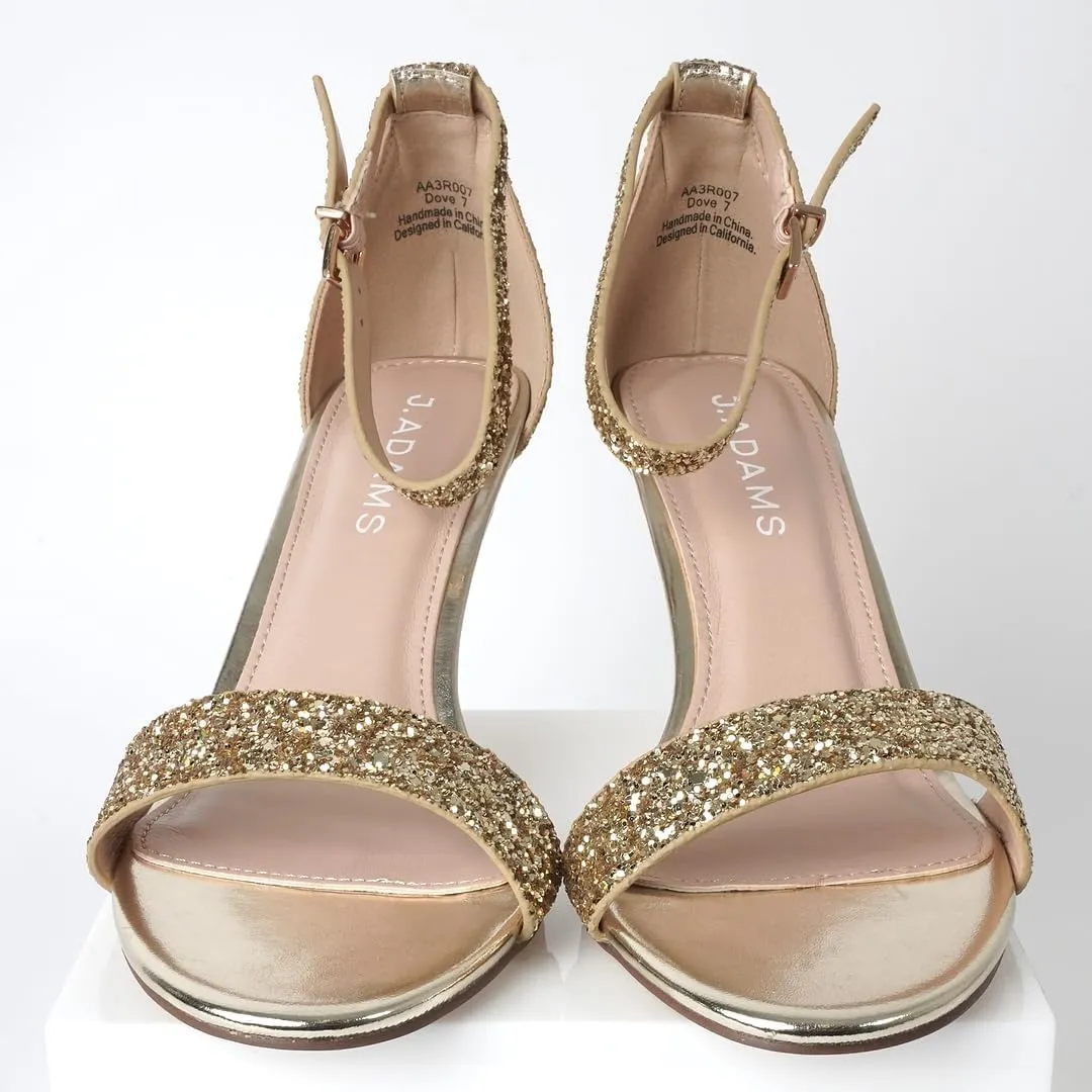 J. Adams Dove Ankle Strap Womens Stiletto For Women Sexy - Open Toe Strappy Heels, Wedding Shoes For Bride, Summer Heels and Bridal Shoes