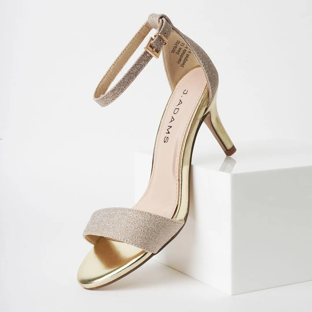 J. Adams Dove Ankle Strap Womens Stiletto For Women Sexy - Open Toe Strappy Heels, Wedding Shoes For Bride, Summer Heels and Bridal Shoes