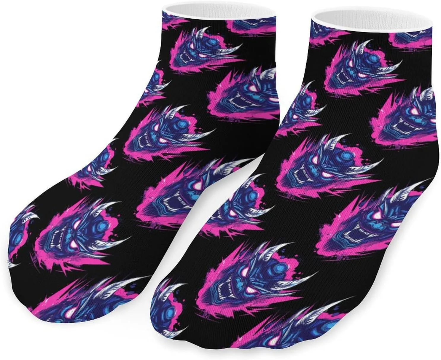 Japanese Fierce Mask Low Cut Ankle Socks Casual Liner Sock Pack Non Slip Invisible For Men Women