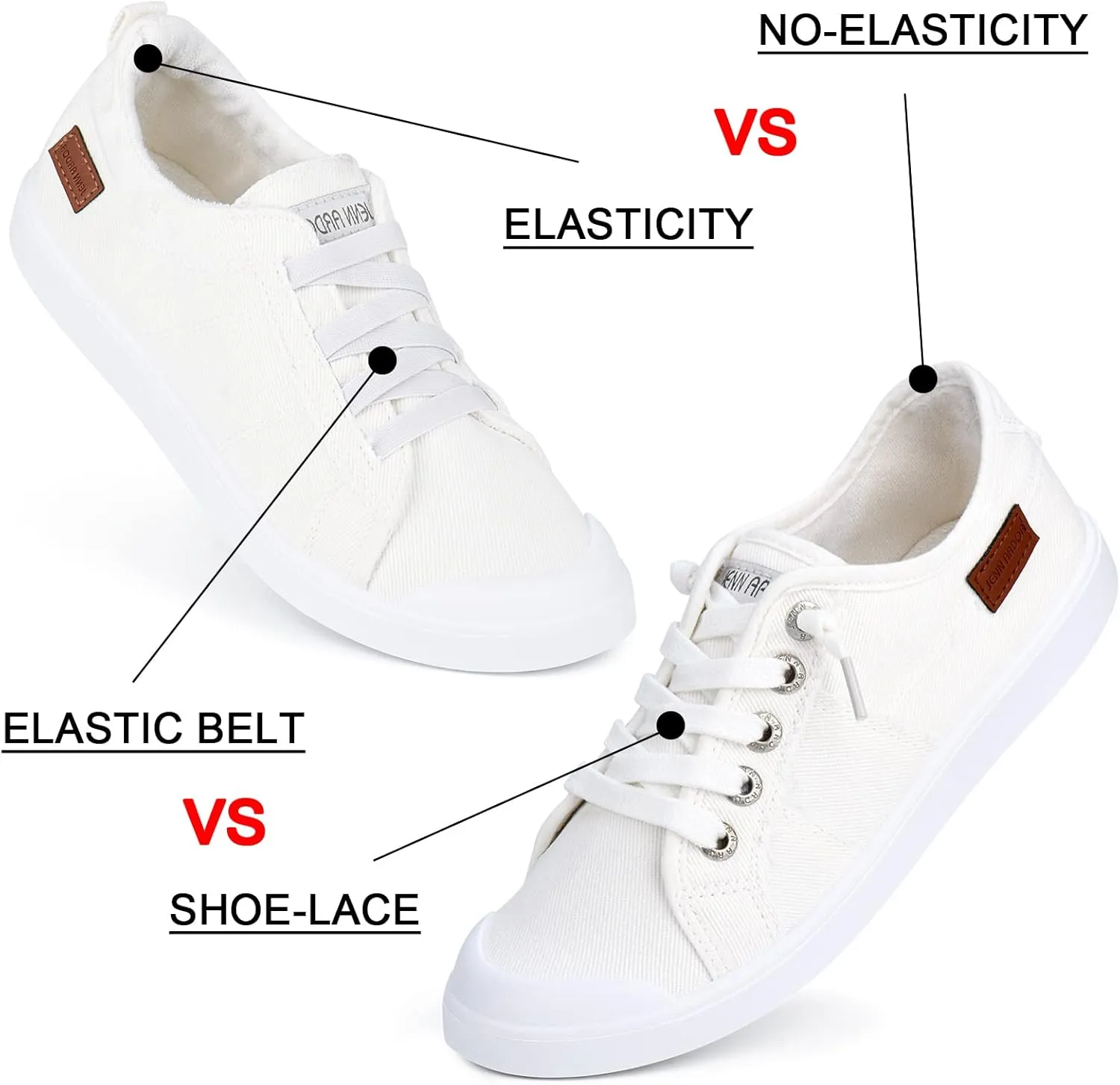 JENN ARDOR Women's Canvas Sneaker Slip-ons Loafers Shoes for Womens Fashion Casual Canvas Round Toe Soft Comfortable Walking Flats