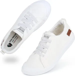 JENN ARDOR Women's Canvas Sneaker Slip-ons Loafers Shoes for Womens Fashion Casual Canvas Round Toe Soft Comfortable Walking Flats