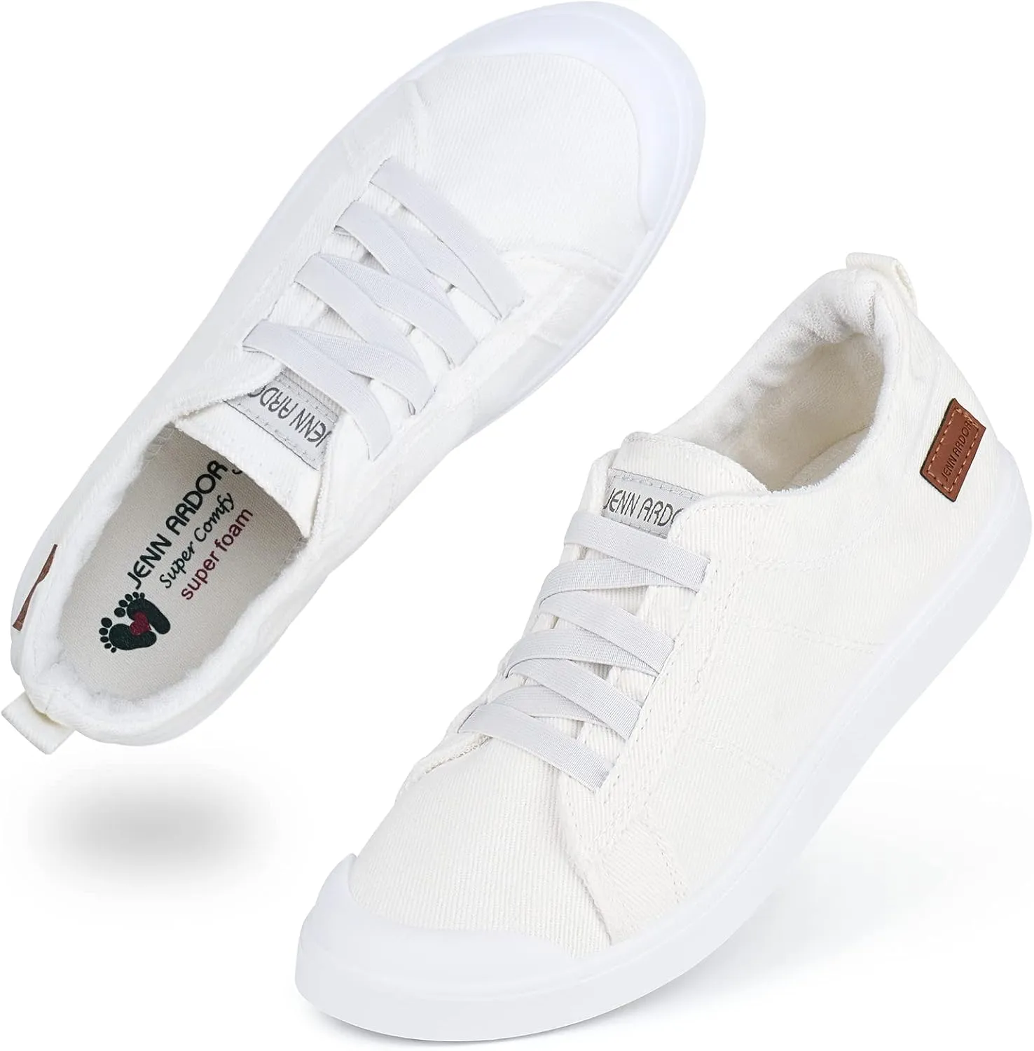JENN ARDOR Women's Canvas Sneaker Slip-ons Loafers Shoes for Womens Fashion Casual Canvas Round Toe Soft Comfortable Walking Flats