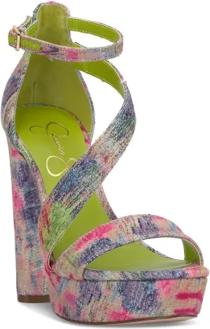 Jessica Simpson Womens Iley Faux Leather Ankle Strap Platform Sandals