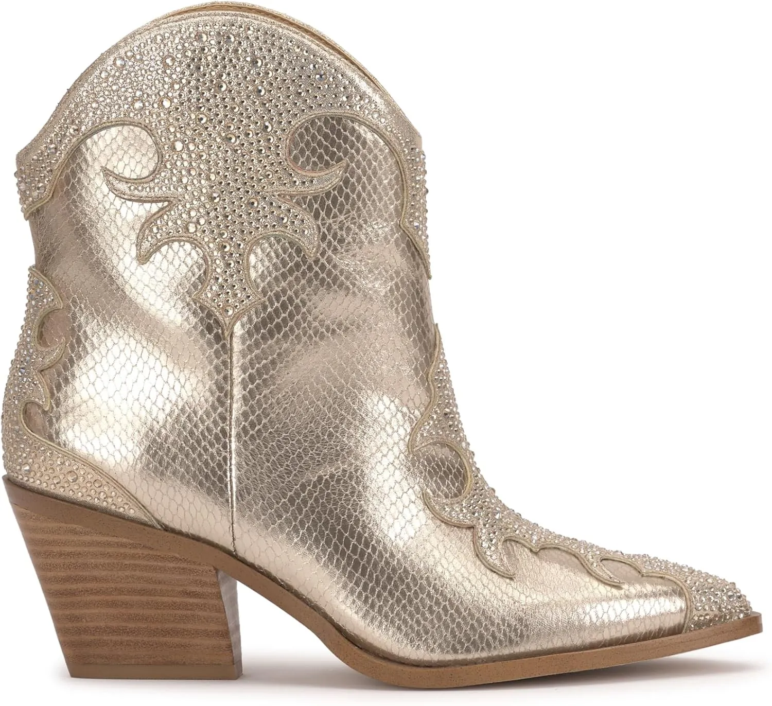 Jessica Simpson Womens Zolly Snake Print Rhinestones Booties