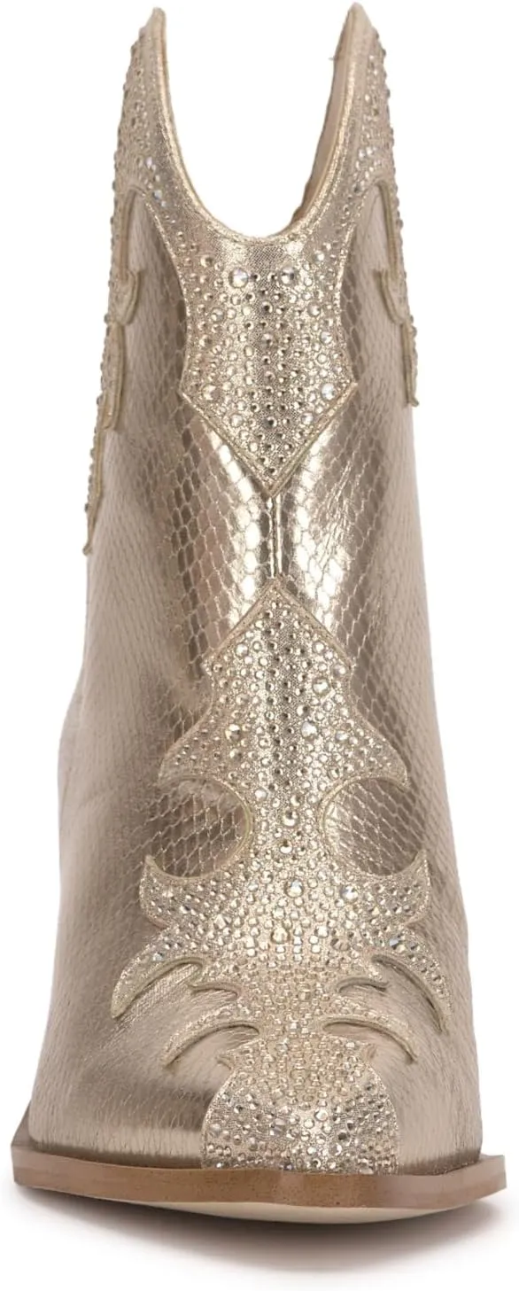 Jessica Simpson Womens Zolly Snake Print Rhinestones Booties