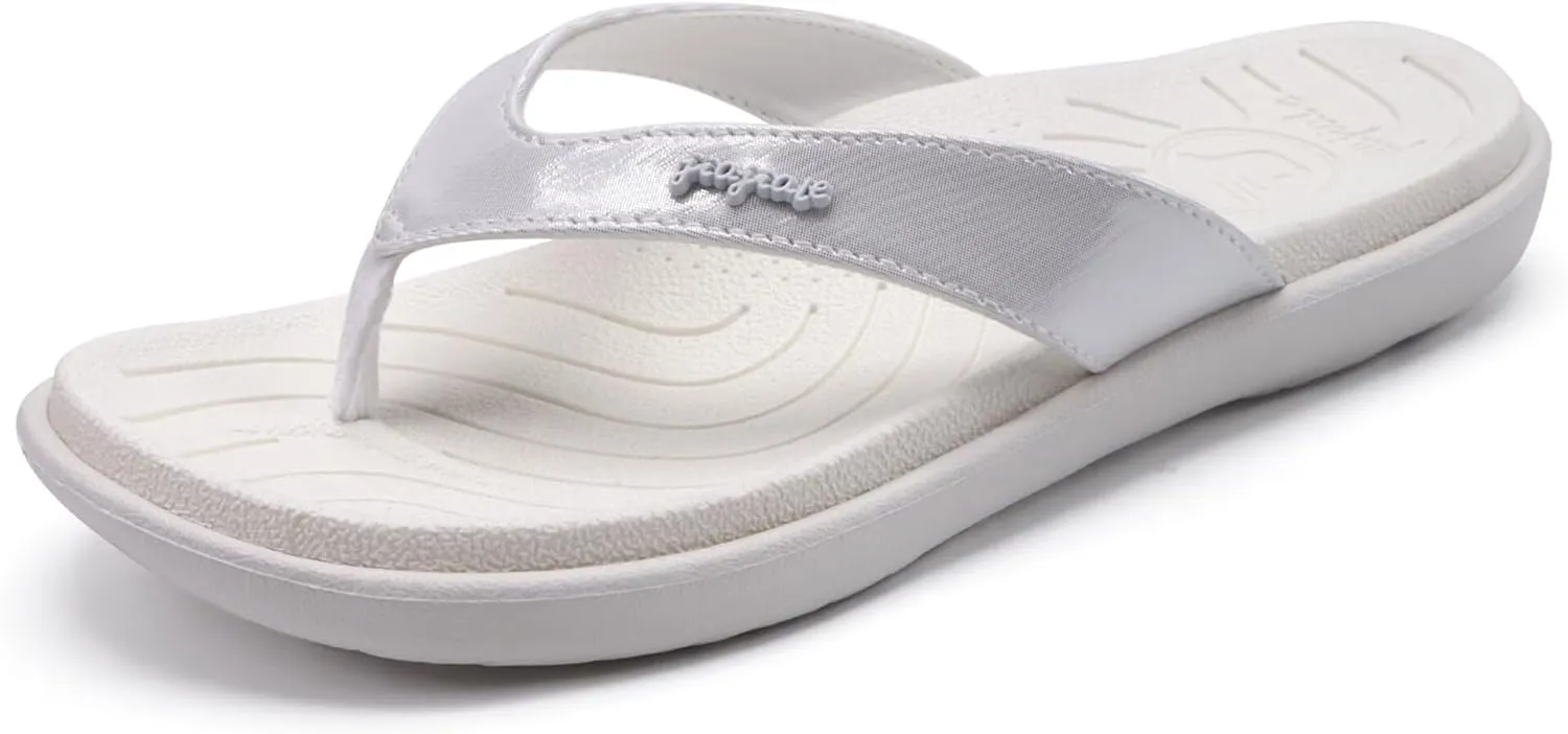 jiajiale Womens Fashion Orthotic Flip Flops Ladies Slip On Lightweight Comfortable Thick Cushion Yoga Mat Thong Sandals With Plantar Fasciitis Arch Support