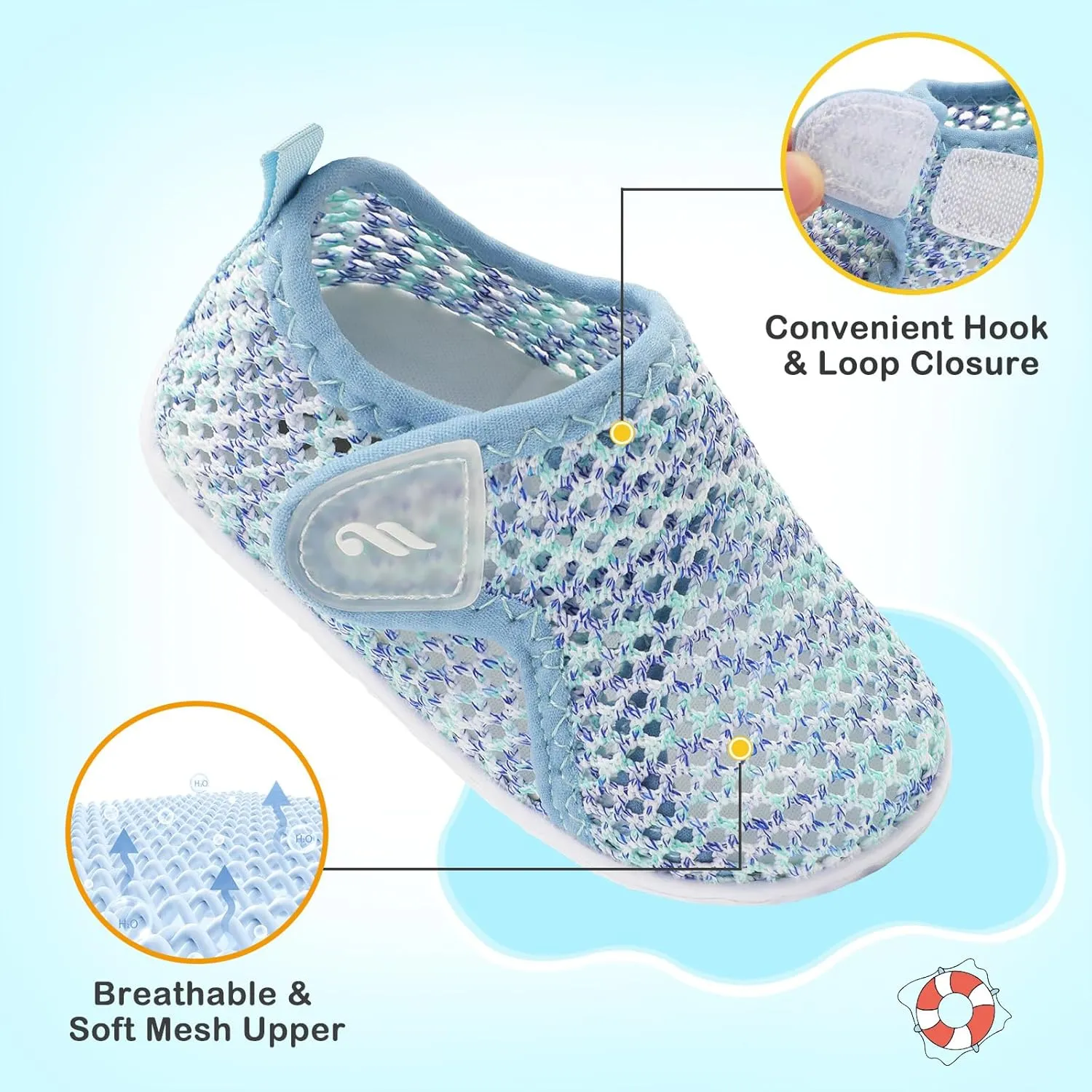 JIASUQI Baby Boys Girls Barefoot Swim Pool Water Shoes Beach Walking Sandals Athletic Sneakers