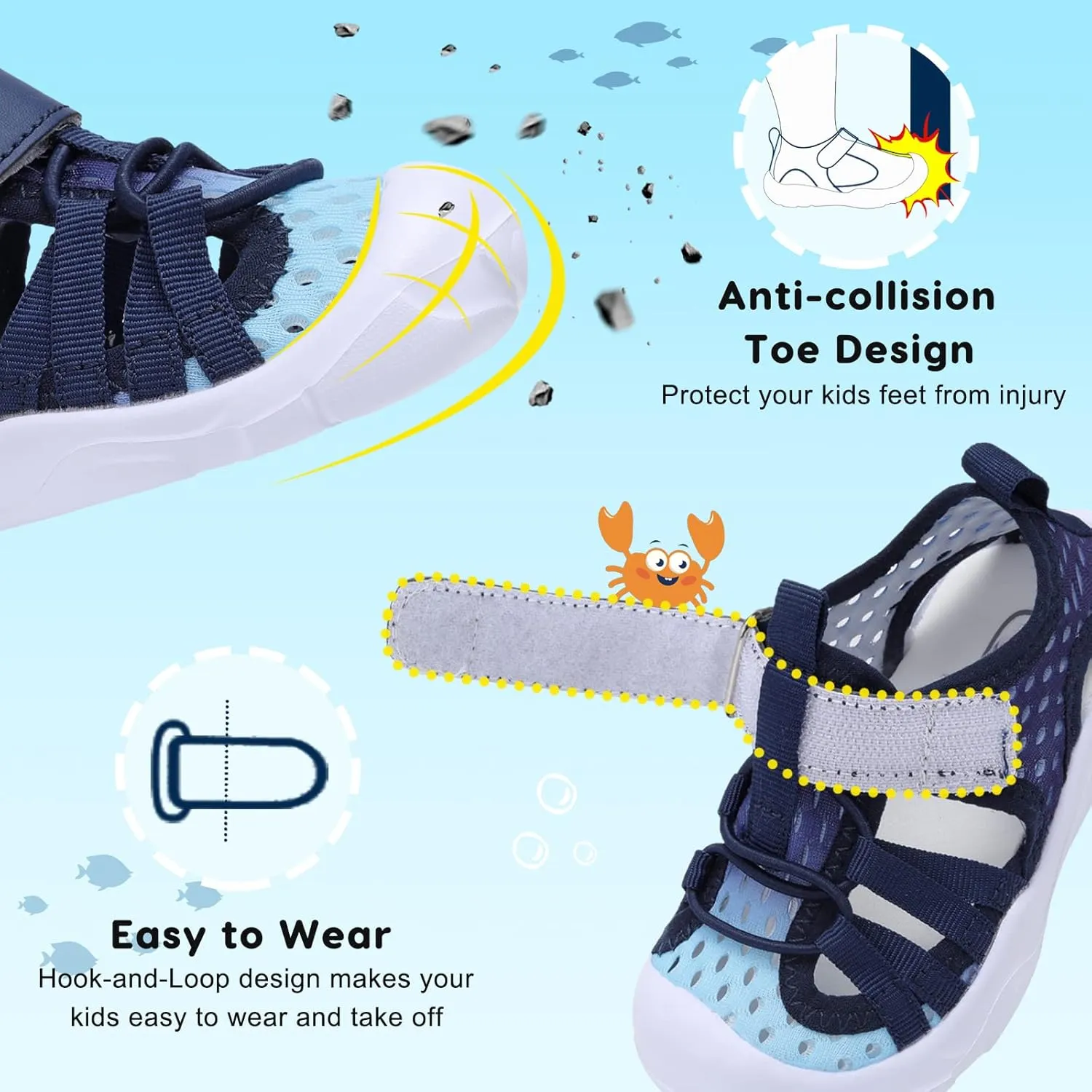 JOINFREE Toddler Boys Girls Water Shoes Breathable Qucik Dry Sport Beach Sandals Lightweight Barefoot Flexible
