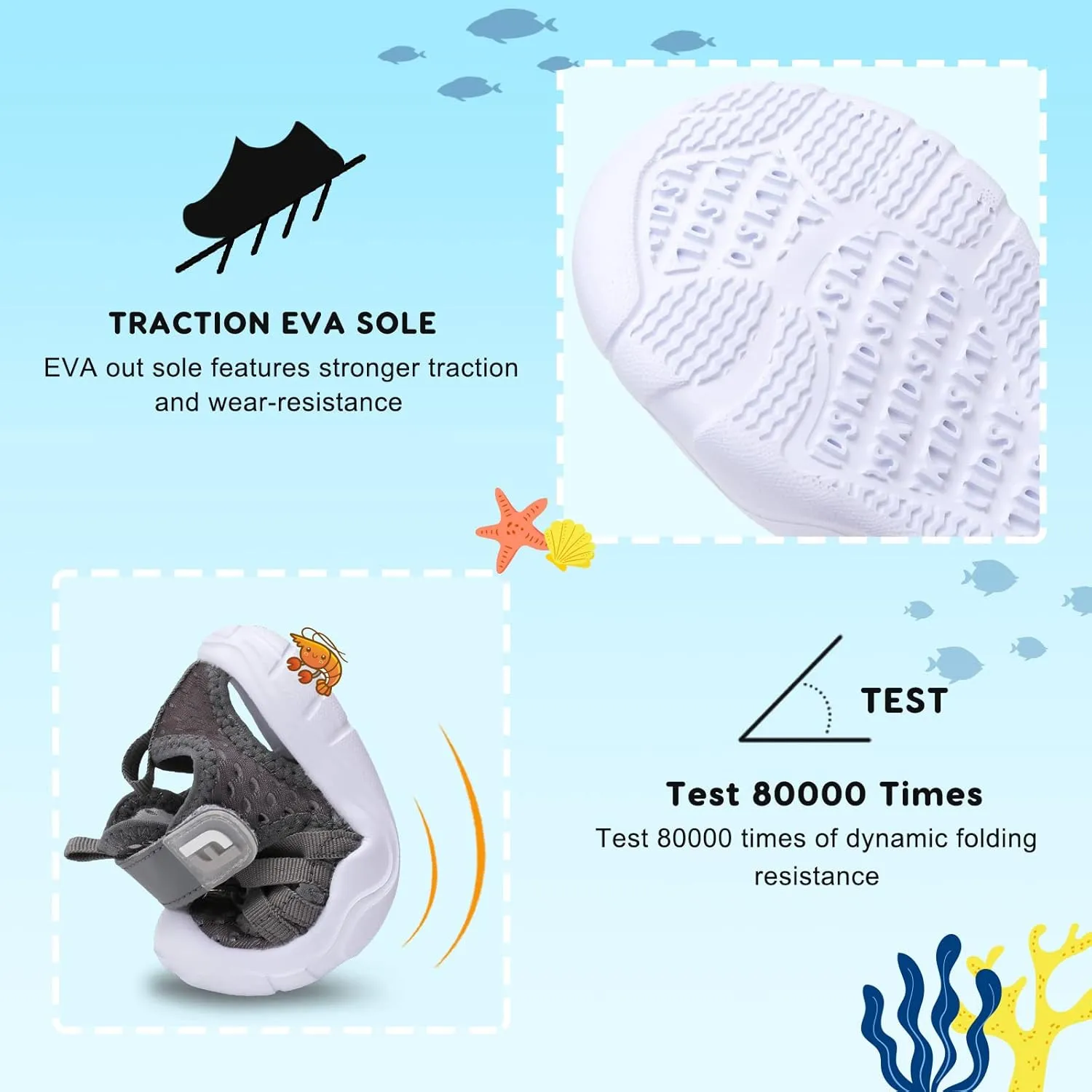 JOINFREE Toddler Boys Girls Water Shoes Breathable Qucik Dry Sport Beach Sandals Lightweight Barefoot Flexible