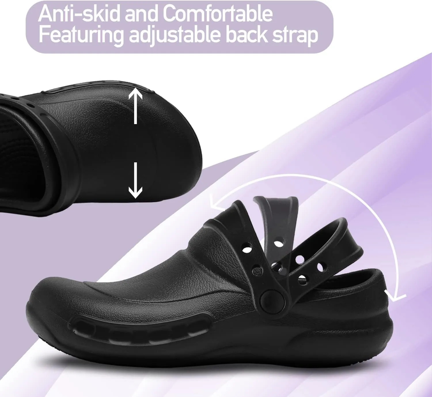 JSWEI Chef Shoes Men - Waterproof & Oil-Proof Non Slip Kitchen Clogs for Men, Nursing, Garden & Outdoor Use