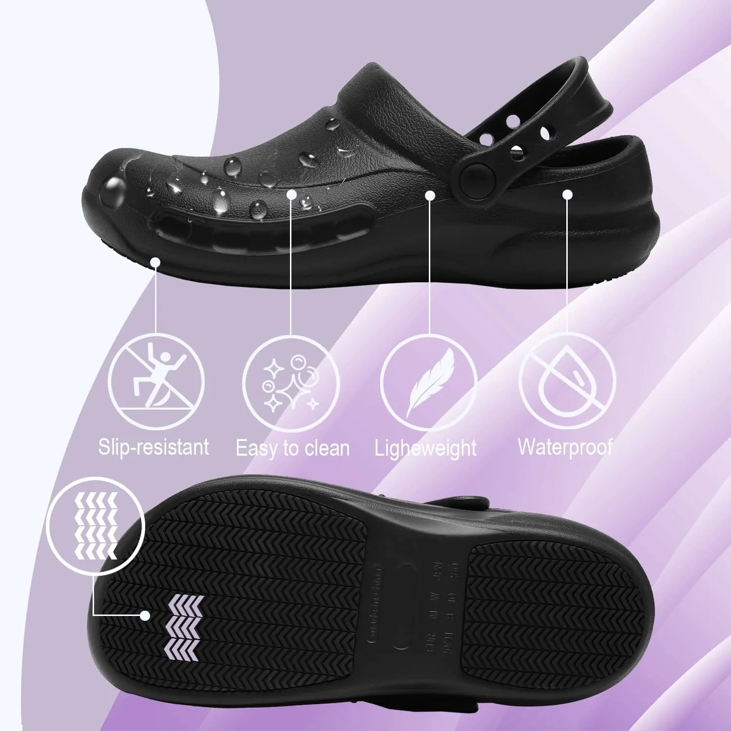 JSWEI Chef Shoes Men - Waterproof & Oil-Proof Non Slip Kitchen Clogs for Men, Nursing, Garden & Outdoor Use