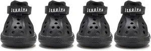 JZXOIVA Dog Shoes for Hot Pavement, Dog Crocs for Large Dogs, Breathable Dog Boots & Paw Protectors, Adjustable Non-Slip Dog Rain Booties, Waterproof Pets Sandals for Beach Black Size 8
