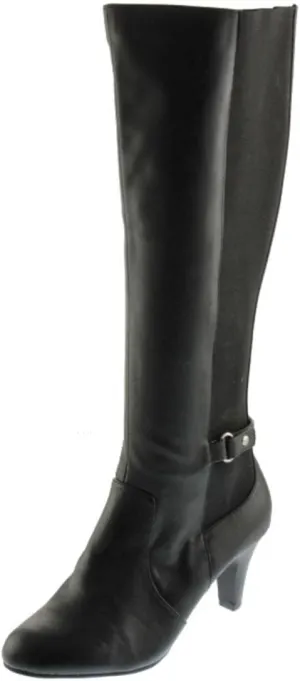 Karen Scott Womens Hanna Faux Leather Knee-High Boots Black 7.5 Medium (B,M)
