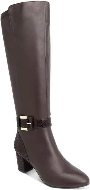 Karen Scott Womens Isabell Faux Leather Knee-High Boots Brown 6 Medium (B,M)
