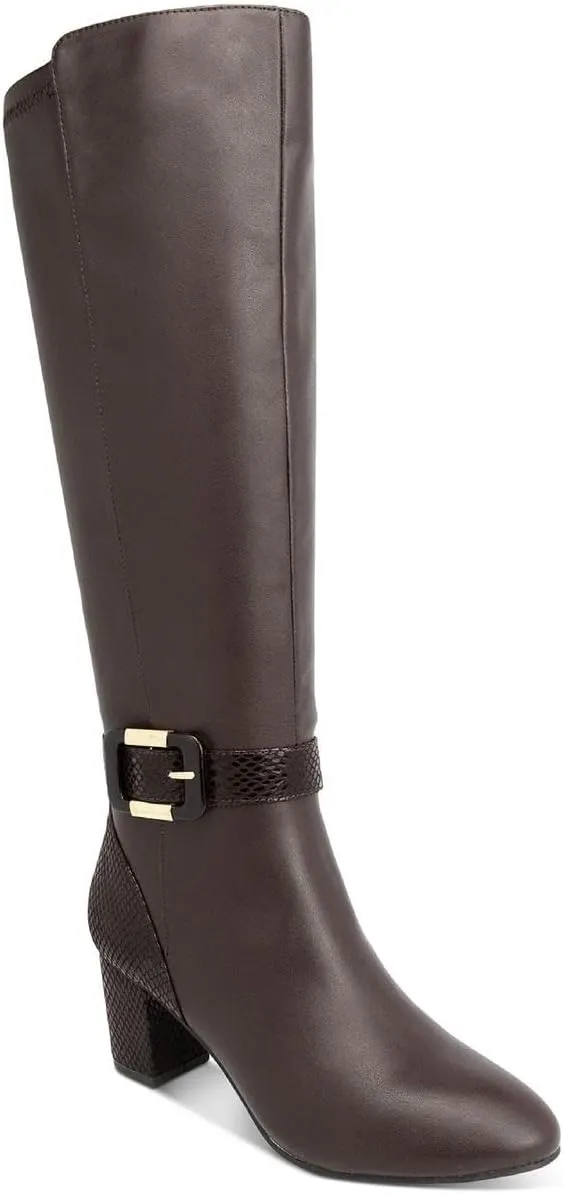 Karen Scott Womens Isabell Faux Leather Knee-High Boots Brown 6 Medium (B,M)