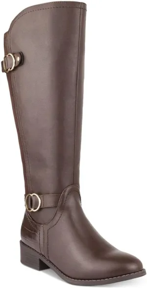 Karen Scott Womens Leandraa Faux Leather Knee-High Boots Brown 6.5 Medium (B,M)