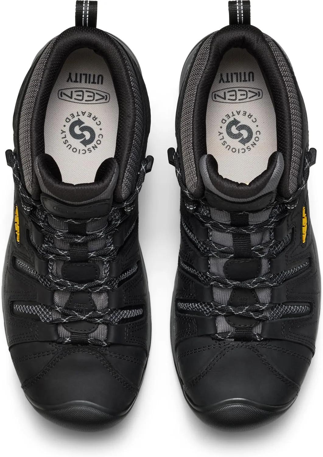 KEEN Utility Men's Flint 2 VersaTREAD Non Slip Mid Height Steel Toe Waterproof Work Boots, Black/Dark Shadow, 13