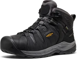 KEEN Utility Men's Flint 2 VersaTREAD Non Slip Mid Height Steel Toe Waterproof Work Boots, Black/Dark Shadow, 13