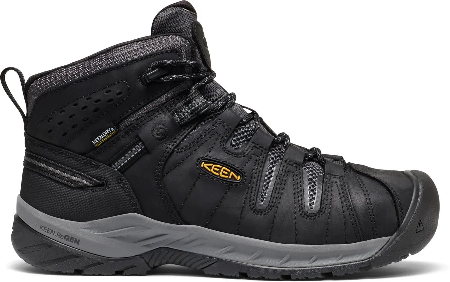 KEEN Utility Men's Flint 2 VersaTREAD Non Slip Mid Height Steel Toe Waterproof Work Boots, Black/Dark Shadow, 13