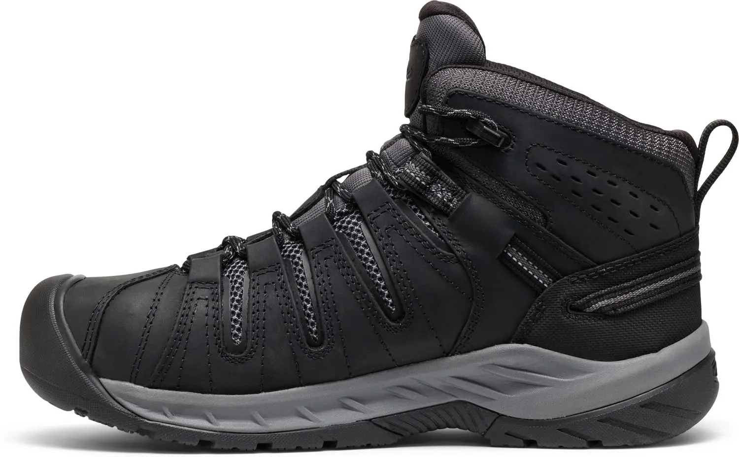 KEEN Utility Men's Flint 2 VersaTREAD Non Slip Mid Height Steel Toe Waterproof Work Boots, Black/Dark Shadow, 13