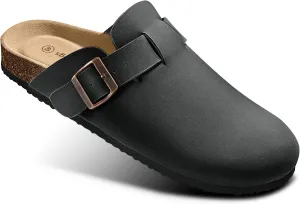 KEMISANT Women Clogs Comfortable Mules Clogs Sandals Slippers Men Women-Suede Upper Cushioned Cork-Footbed