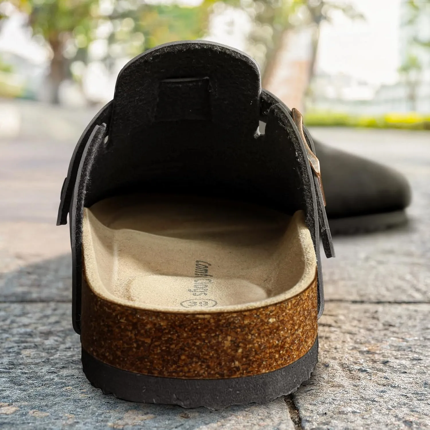 KEMISANT Women Clogs Comfortable Mules Clogs Sandals Slippers Men Women-Suede Upper Cushioned Cork-Footbed