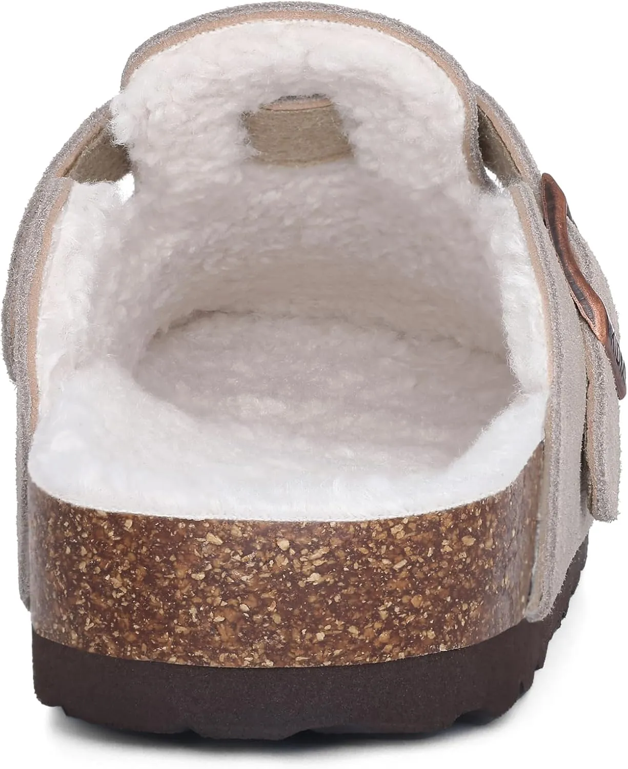 KIDMI Women's Fur Lined Suede Clogs Fuzzy Cork Footbed Mules Slip On Winter Potato Shoes