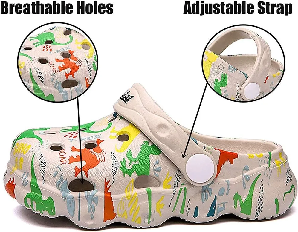 Kids Clogs Boys Girls Toddler Dinosaur Slip on Slide Garden Shoes Cartoon Beach Pool Kids Clog Sandals Slippers Water Clogs