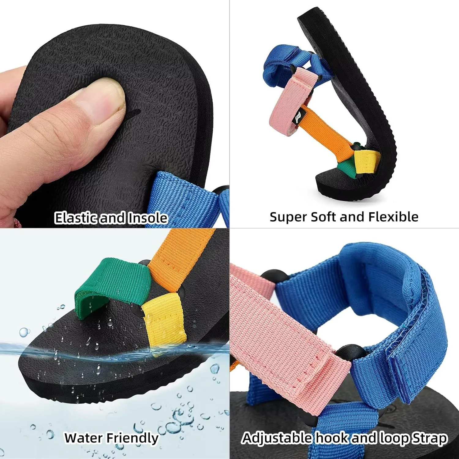 Kids Hiking Sandals Boys Girls Yoga Mat Insole Comfortable Walking Water Sandals With Arch Support for Beach Travel Athletic