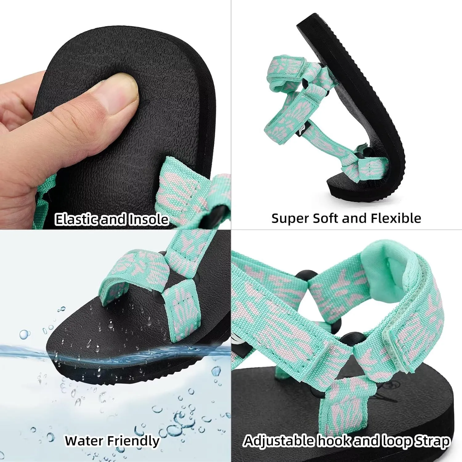 Kids Hiking Sandals Boys Girls Yoga Mat Insole Comfortable Walking Water Sandals With Arch Support for Beach Travel Athletic