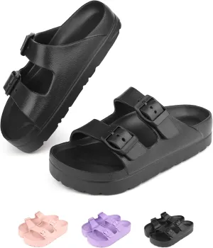 Kids Slides Sandals Adjustable Buckle Boys Girls Slides for Beach Pool