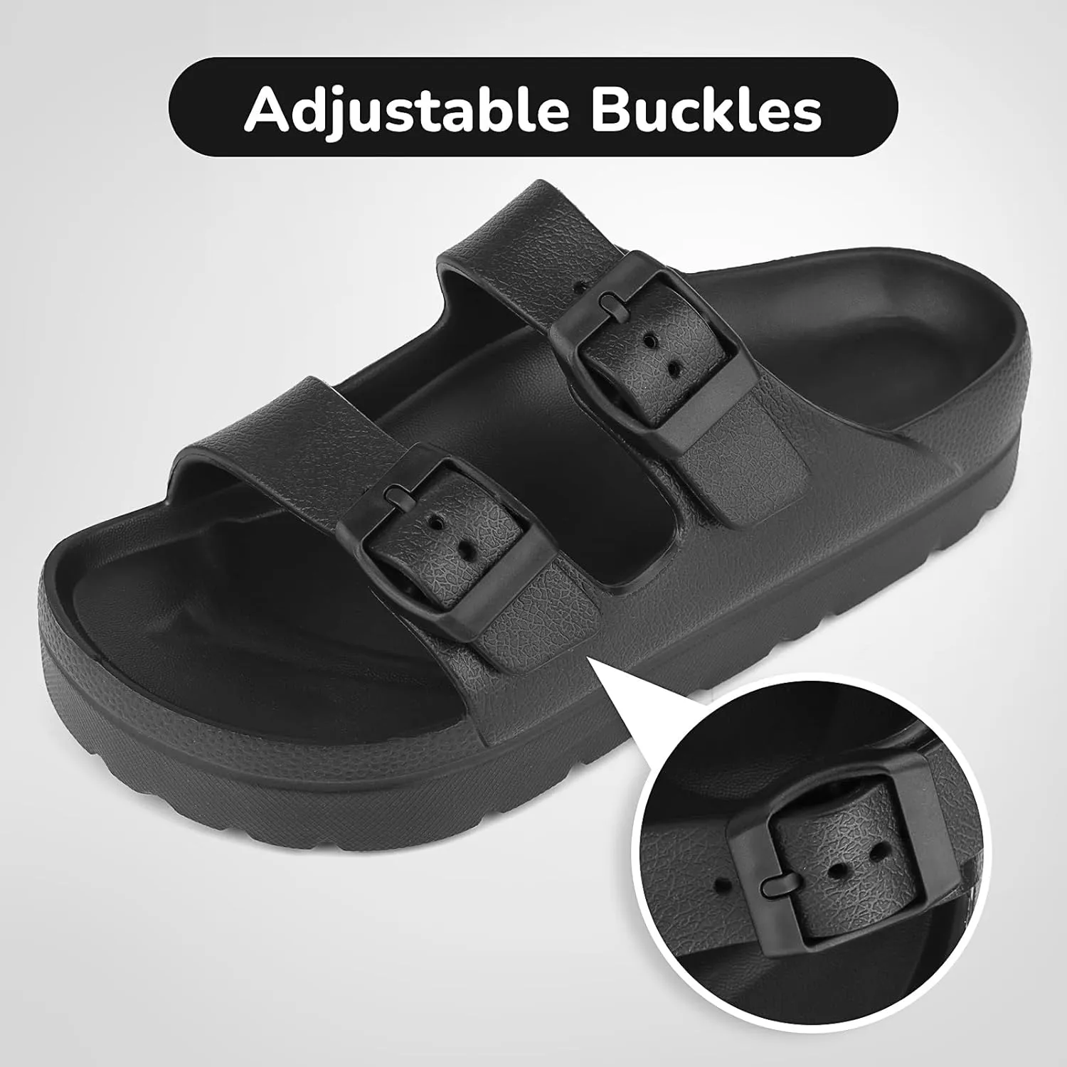 Kids Slides Sandals Adjustable Buckle Boys Girls Slides for Beach Pool