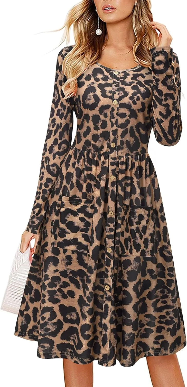 KILIG Women's Summer Casual Sundress Button Sleeveless Spaghetti Strap Dress