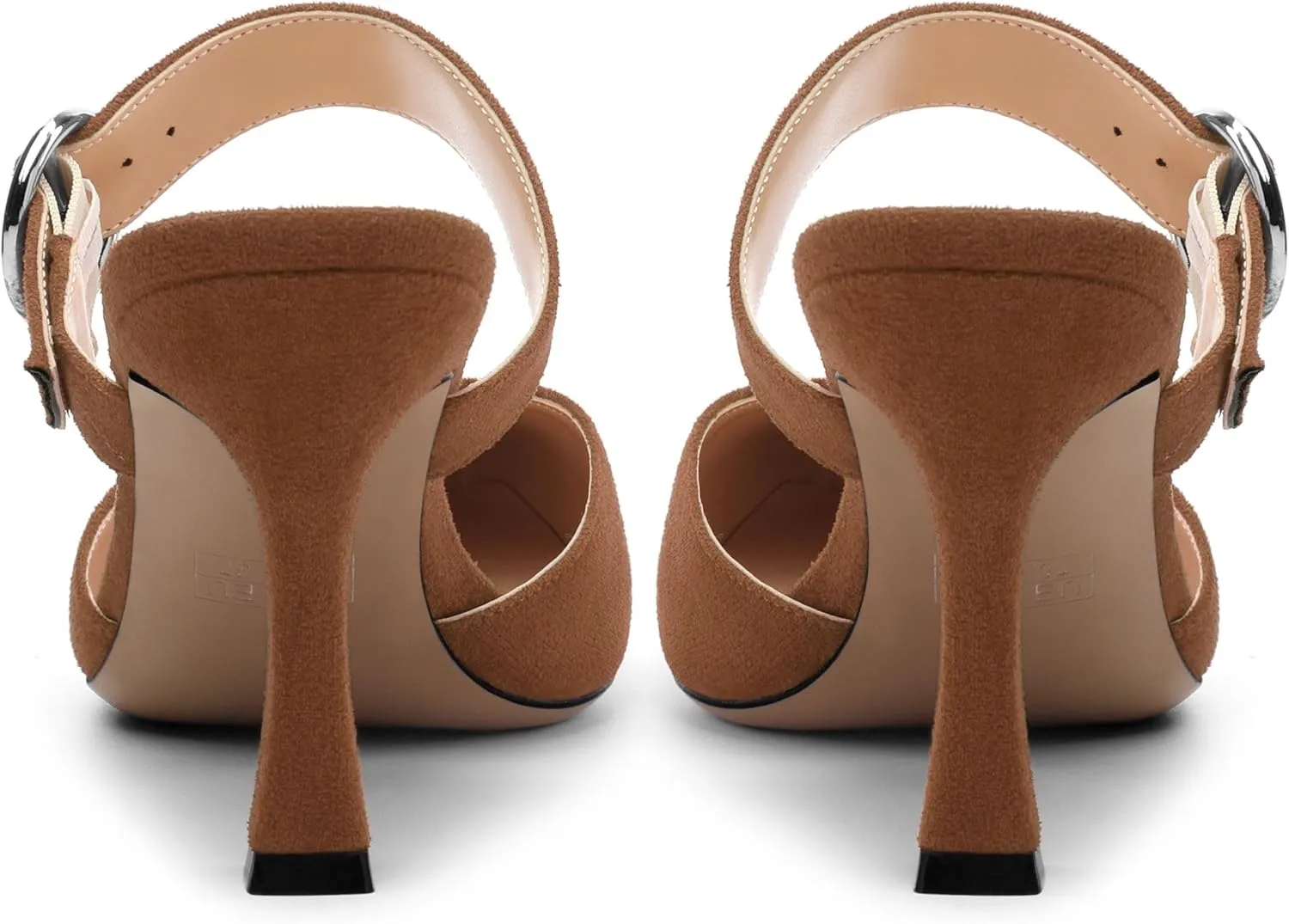 Kitten Heels Mules for Women - Pointed Toe Single-Strap with Round Buckle Slip-on Sandals Womens Party Wedding Pumps Stiletto