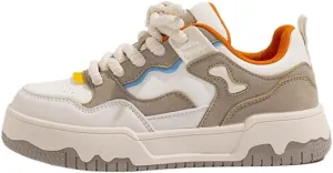 Korean Creamy Chunky White Sneakers | Ins Y2K Trendy Bread-head Shoes with Cloud Comfort Sole | Breathable Boost-up Platform | Kawaii Spring Summer Autumn Winter OOTD for Girls & Women | Campus Outfit