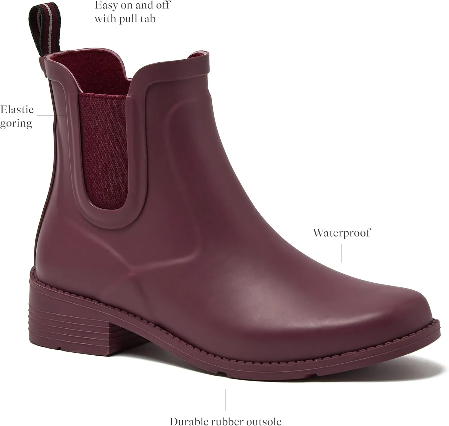 Lands' End Waterproof Rain Boots for Women, Comfortable Ankle Chelsea Boots Women, Burgundy or Black Womens Rain Boots Size 6 to 11