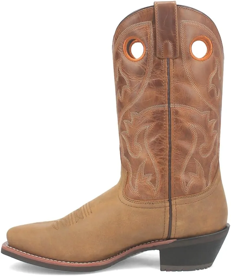 Laredo Mens Frontier Embroidered Square Toe Pull On Casual Boots Mid Calf - Brown
