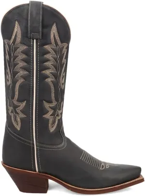 Laredo Womens Carly Embroirdered Snip Toe Pull On Casual Boots Mid Calf Low Heel 1-2" - Brown