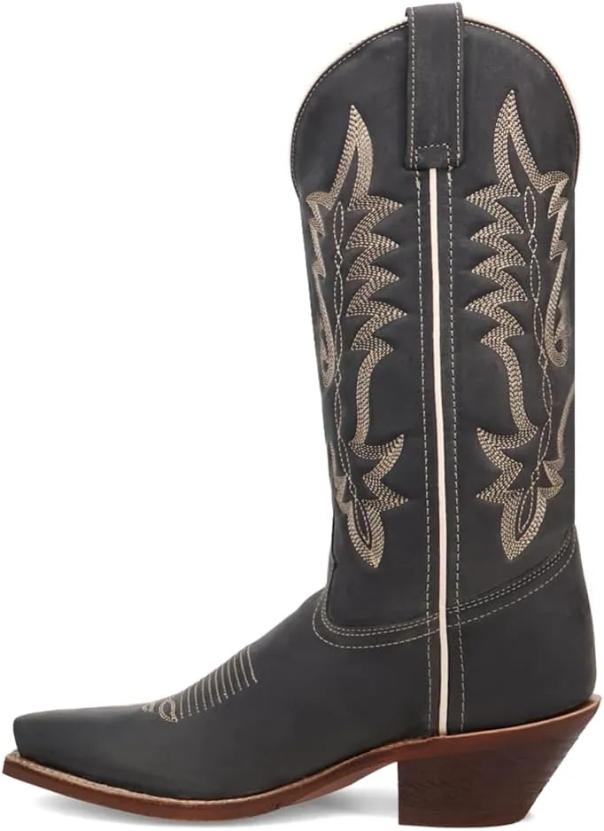 Laredo Womens Carly Embroirdered Snip Toe Pull On Casual Boots Mid Calf Low Heel 1-2" - Brown