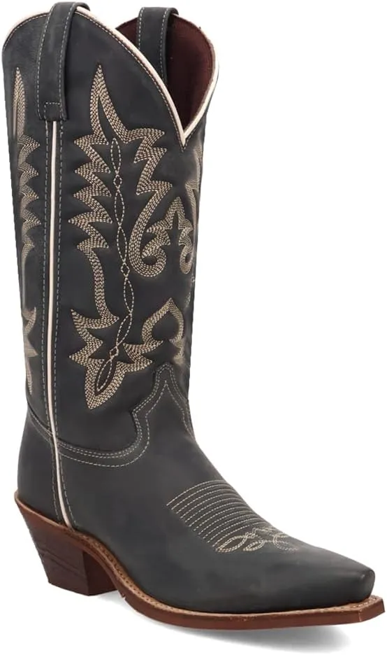 Laredo Womens Carly Embroirdered Snip Toe Pull On Casual Boots Mid Calf Low Heel 1-2" - Brown